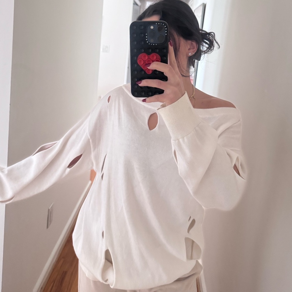 Cheap Monday Cream Distressed Sweatshirt